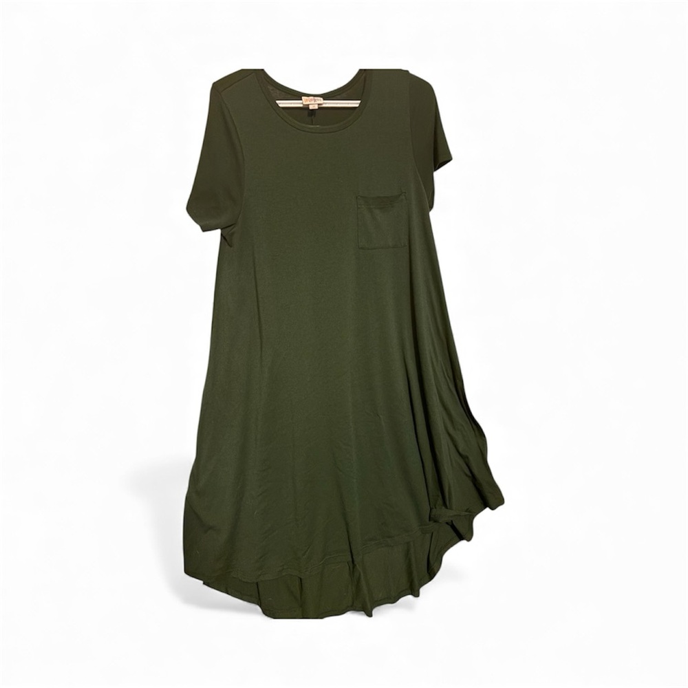 M LuLaRoe Forest Green Carly Swing Tshirt Dress